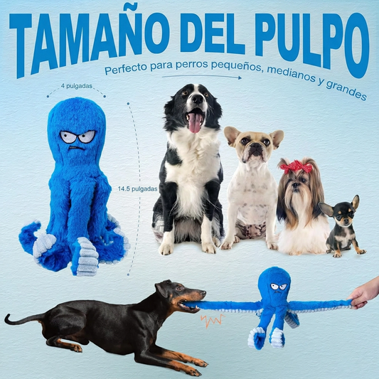 Juguete Resistente "Octopus Size" para Perros | Antiestrés con Sonido Crujiente