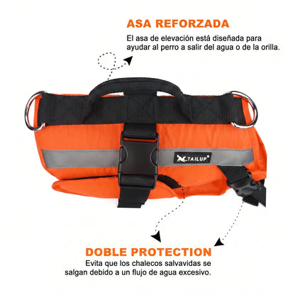 Chaleco Salvavidas Pro-Tech para Perros | Arnés de Seguridad Acuática con Asa de Rescate